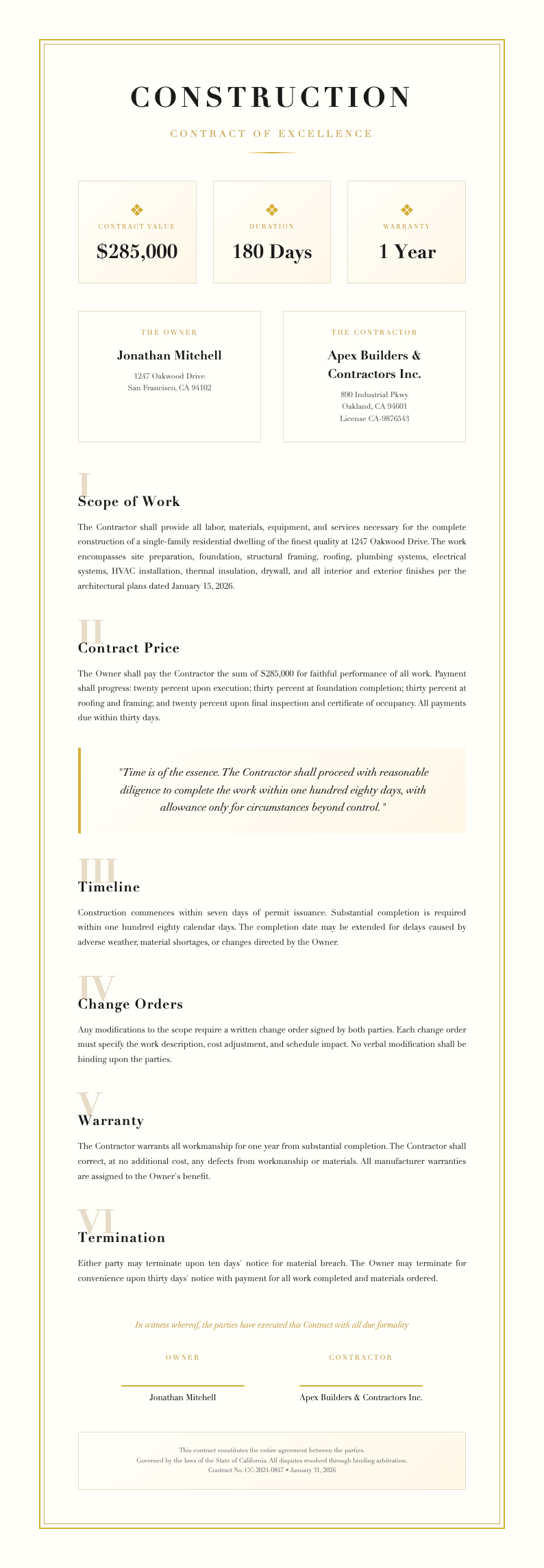 professional construction contract luxury premium